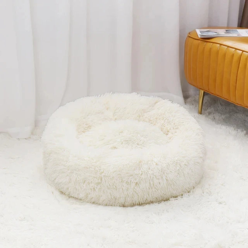 Premium Plush Calming Donut Pet Bed - Washable, Ultra-Soft, and Comfortable Sleeping Solution for Dogs and Cats