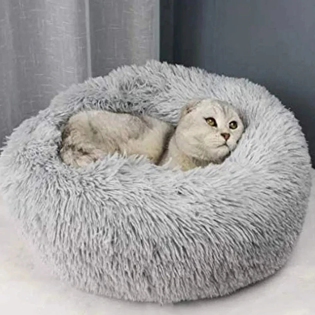 Premium Plush Calming Donut Pet Bed - Washable, Ultra-Soft, and Comfortable Sleeping Solution for Dogs and Cats