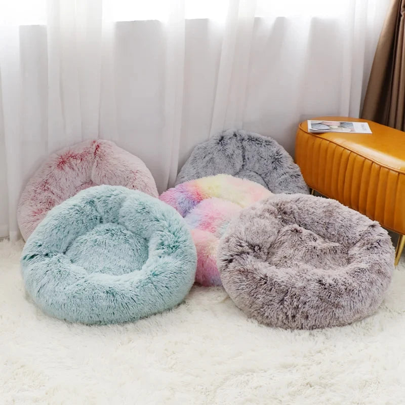 Premium Plush Calming Donut Pet Bed - Washable, Ultra-Soft, and Comfortable Sleeping Solution for Dogs and Cats