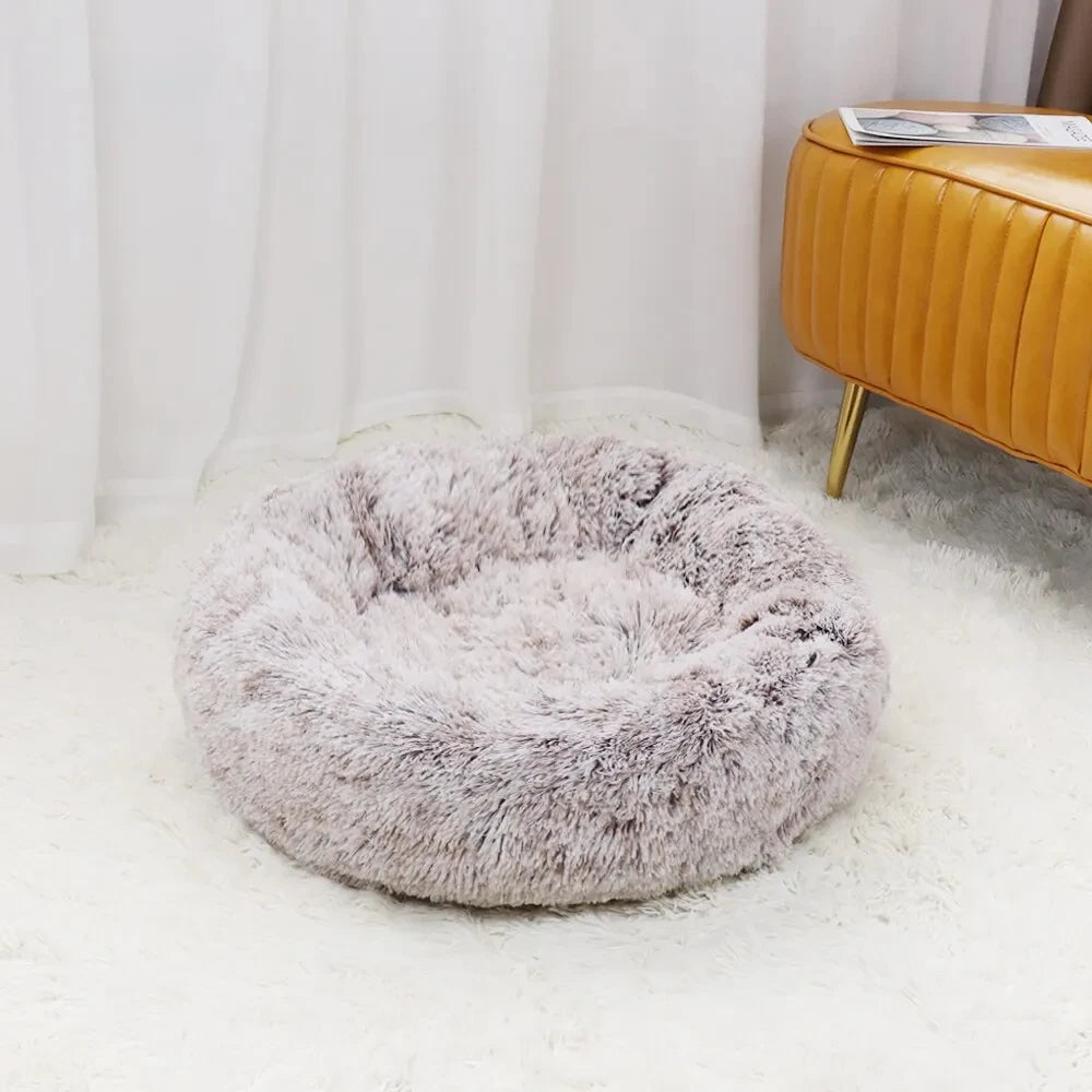 Premium Plush Calming Donut Pet Bed - Washable, Ultra-Soft, and Comfortable Sleeping Solution for Dogs and Cats