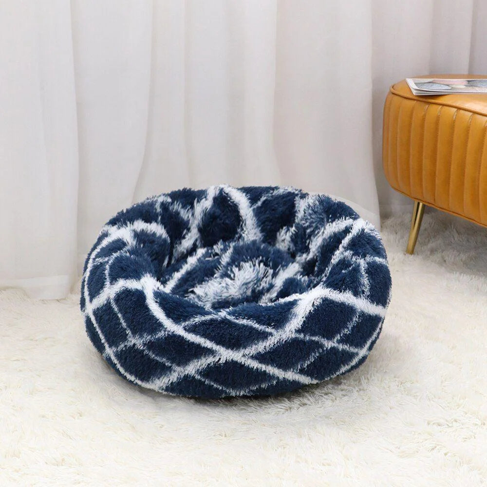 Premium Plush Calming Donut Pet Bed - Washable, Ultra-Soft, and Comfortable Sleeping Solution for Dogs and Cats