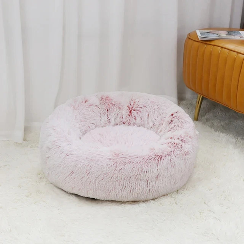 Premium Plush Calming Donut Pet Bed - Washable, Ultra-Soft, and Comfortable Sleeping Solution for Dogs and Cats