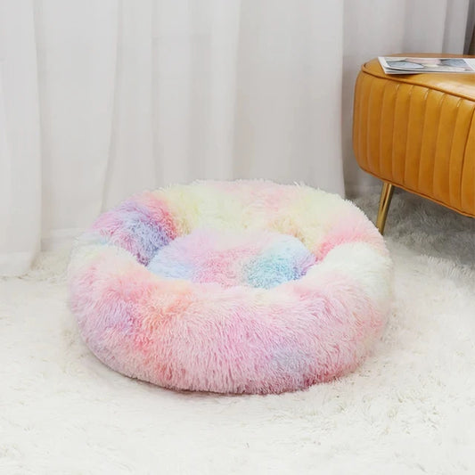 Premium Plush Calming Donut Pet Bed - Washable, Ultra-Soft, and Comfortable Sleeping Solution for Dogs and Cats