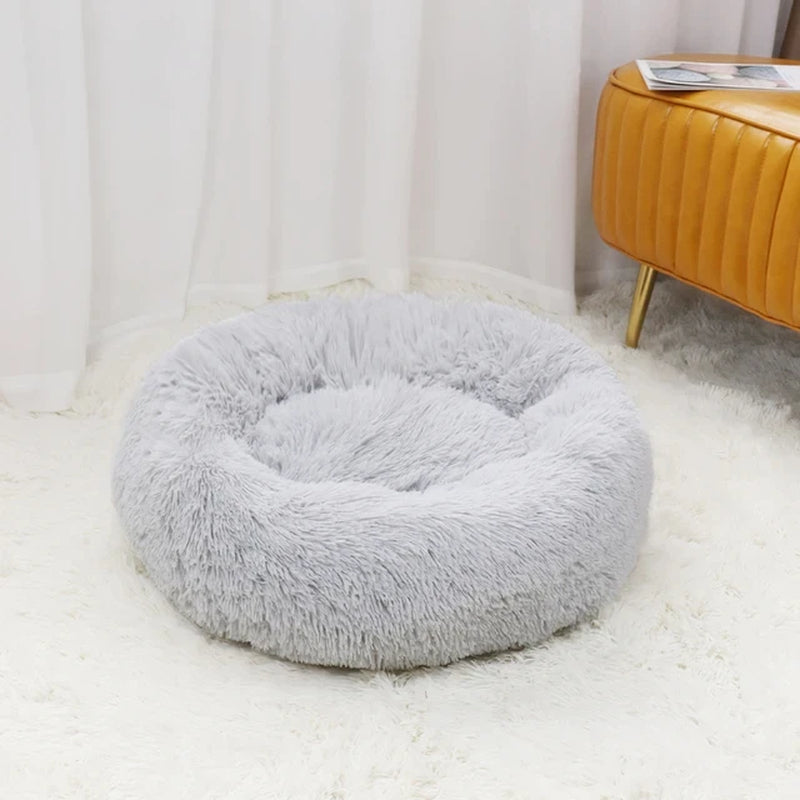 Premium Plush Calming Donut Pet Bed - Washable, Ultra-Soft, and Comfortable Sleeping Solution for Dogs and Cats