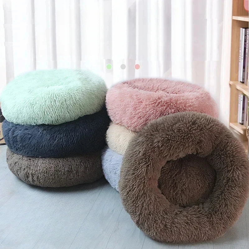 Premium Plush Calming Donut Pet Bed - Washable, Ultra-Soft, and Comfortable Sleeping Solution for Dogs and Cats