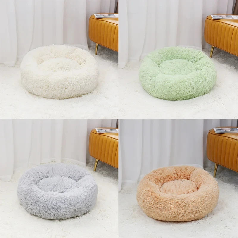 Premium Plush Calming Donut Pet Bed - Washable, Ultra-Soft, and Comfortable Sleeping Solution for Dogs and Cats