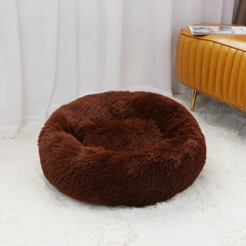 Premium Plush Calming Donut Pet Bed - Washable, Ultra-Soft, and Comfortable Sleeping Solution for Dogs and Cats